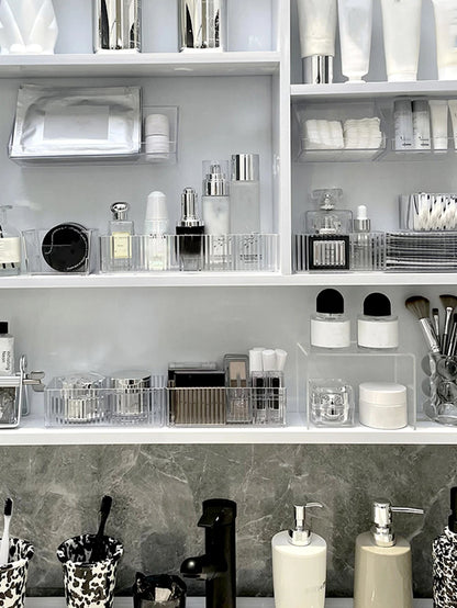 1/5/6/10pcs Simple Transparent Mirrored Cabinet Storage Box, For Cosmetics, Skincare, Jewelry, Household Vanity, Or Bathroom Countertop Organizer Bathroom