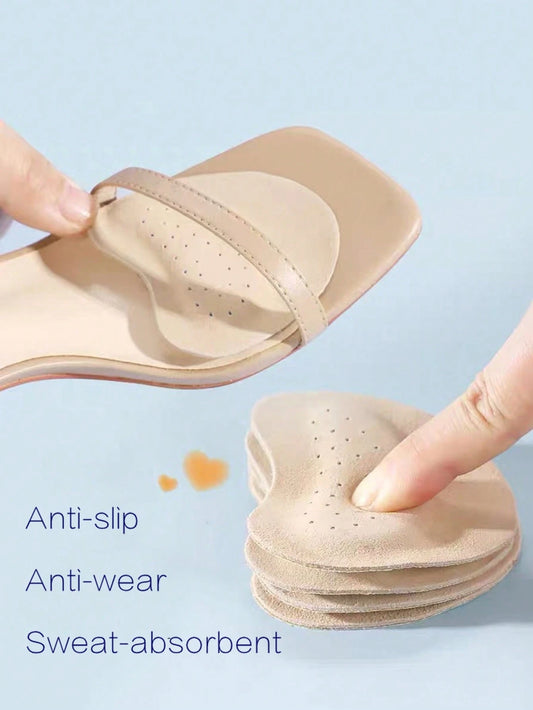 1-5 Pairs Soft Shock-Absorbing, Sweat-Absorbing, Anti-Slip Leather Forefoot Pads For High Heels, Suitable For Summer Sandals, Self-Adhesive Invisible Forefoot Pads
