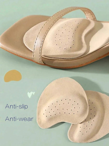 1-5 Pairs Soft Shock-Absorbing, Sweat-Absorbing, Anti-Slip Leather Forefoot Pads For High Heels, Suitable For Summer Sandals, Self-Adhesive Invisible Forefoot Pads