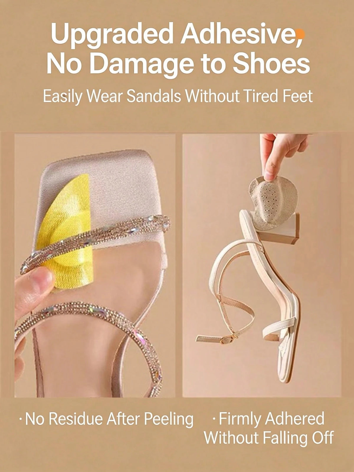 1-5 Pairs Soft Shock-Absorbing, Sweat-Absorbing, Anti-Slip Leather Forefoot Pads For High Heels, Suitable For Summer Sandals, Self-Adhesive Invisible Forefoot Pads