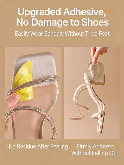 1-5 Pairs Soft Shock-Absorbing, Sweat-Absorbing, Anti-Slip Leather Forefoot Pads For High Heels, Suitable For Summer Sandals, Self-Adhesive Invisible Forefoot Pads