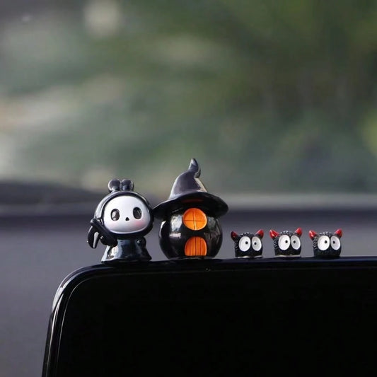 1/5pcs Cute Ghost Car Ornament, Halloween Demon Coal Shape, Car Dashboard Decor, Desktop Small Ornament, Fun Stress Relief Car Accessory, Holiday Gift