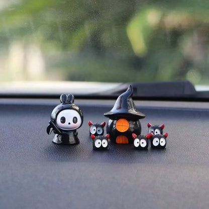 1/5pcs Cute Ghost Car Ornament, Halloween Demon Coal Shape, Car Dashboard Decor, Desktop Small Ornament, Fun Stress Relief Car Accessory, Holiday Gift