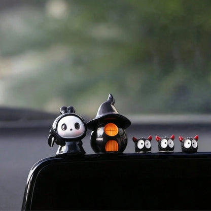 1/5pcs Cute Ghost Car Ornament, Halloween Demon Coal Shape, Car Dashboard Decor, Desktop Small Ornament, Fun Stress Relief Car Accessory, Holiday Gift