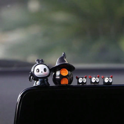 1/5pcs Cute Ghost Car Ornament, Halloween Demon Coal Shape, Car Dashboard Decor, Desktop Small Ornament, Fun Stress Relief Car Accessory, Holiday Gift