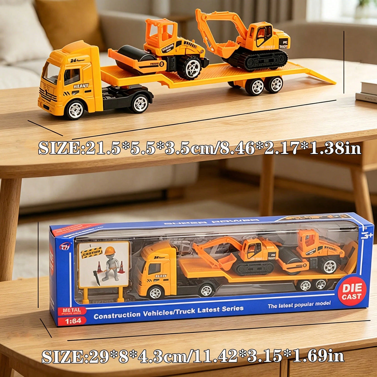 1:64 Scale 4 Packs Police Transport Truck Toy Set, Alloy & Plastic Diecast Fire, Military & Police Car & Helicopter Models, Mini Friction-Powered Construction Tow Truck, Kids Vehicle Playset, Ideal Bi