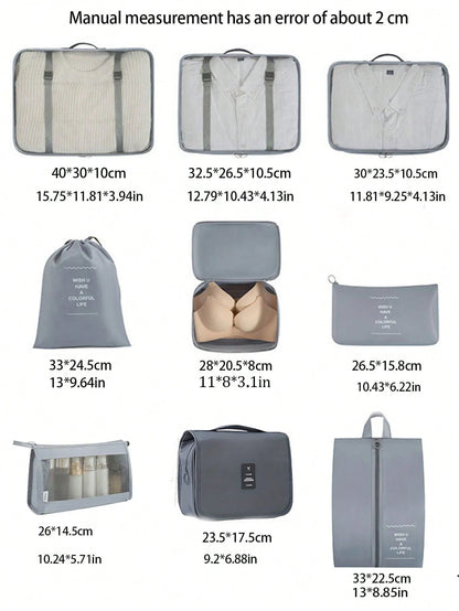 1/9pcs Travel Organizer, Foldable Storage Bag, Cosmetic Bag, Toiletry Bag, Beach Bag, Makeup Brush Bag, Makeup Bag, Skincare Bag, Travel Storage Pouch, Shoe Bag, Underwear Bag, Lightweight Luggage, Dr