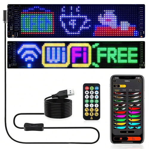1 Pack 16*64 Pixel RGB Soft Screen Light, USB 5V APP+Remote Control