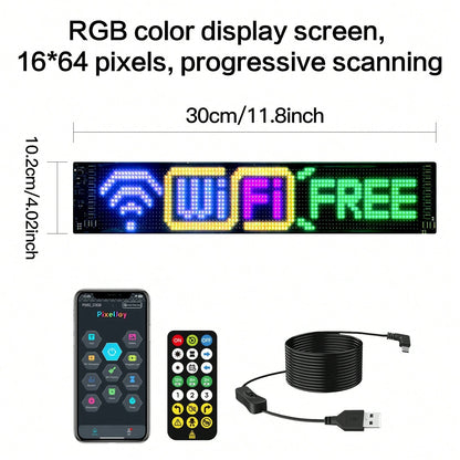 1 Pack 16*64 Pixel RGB Soft Screen Light, USB 5V APP+Remote Control