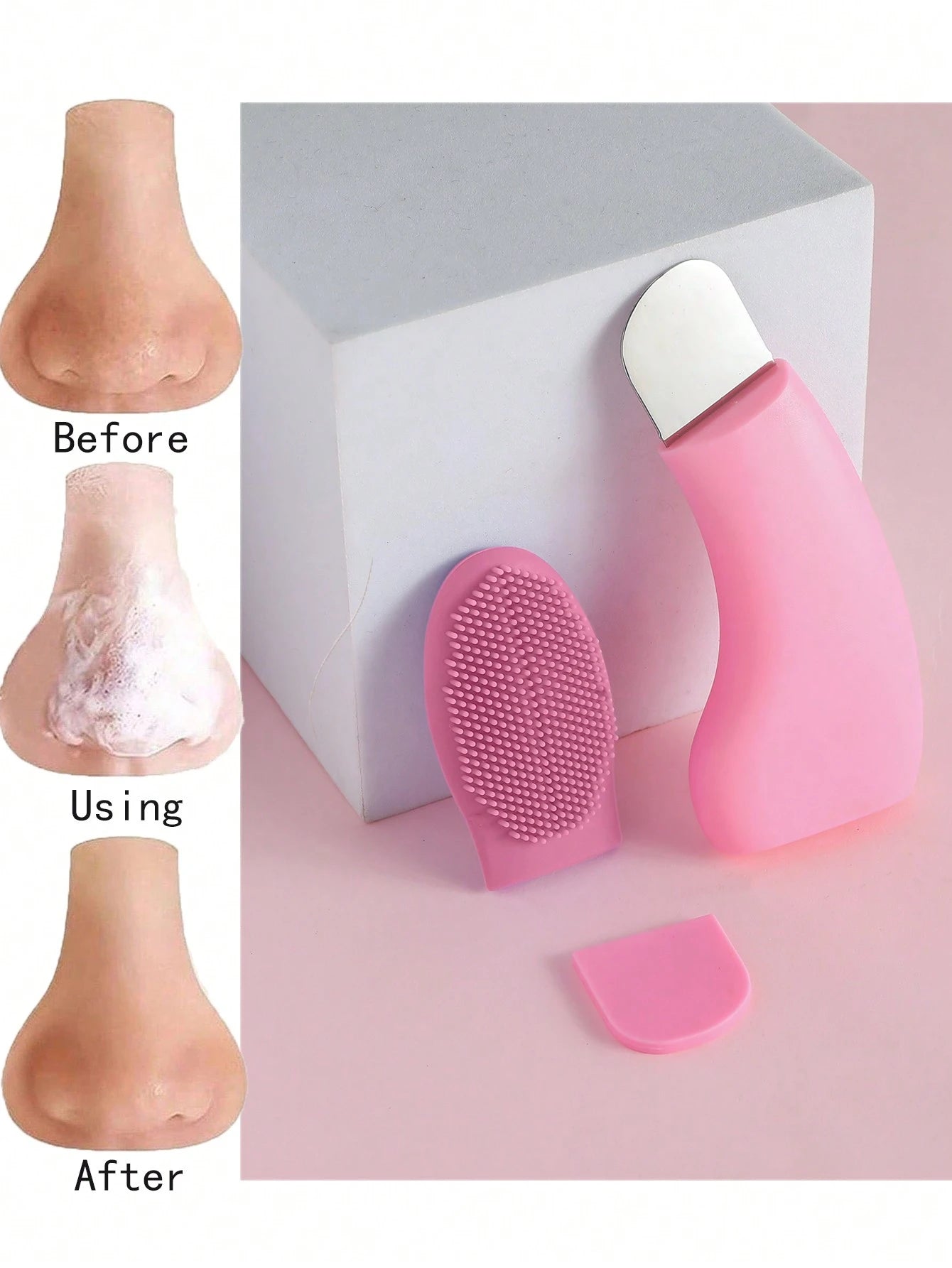 1 Pack Silicone Nose Brush, Facial Pore Cleaner, Portable Blackhead Massage Brush, Beauty Cleansing Tools Facial Cleansing, Facial Brush, Blackhead Shovel
