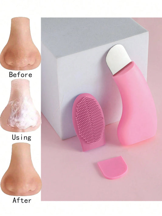 1 Pack Silicone Nose Brush, Facial Pore Cleaner, Portable Blackhead Massage Brush, Beauty Cleansing Tools Facial Cleansing, Facial Brush, Blackhead Shovel