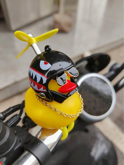 1-Pack Whimsical Rubber Duck Helmet Handlebar Accessory With Propeller And Glasses- Unique Street-Sport Bike Decoration- Fun And Quirky Gift Idea For Cyclists And Bike Enthusiasts