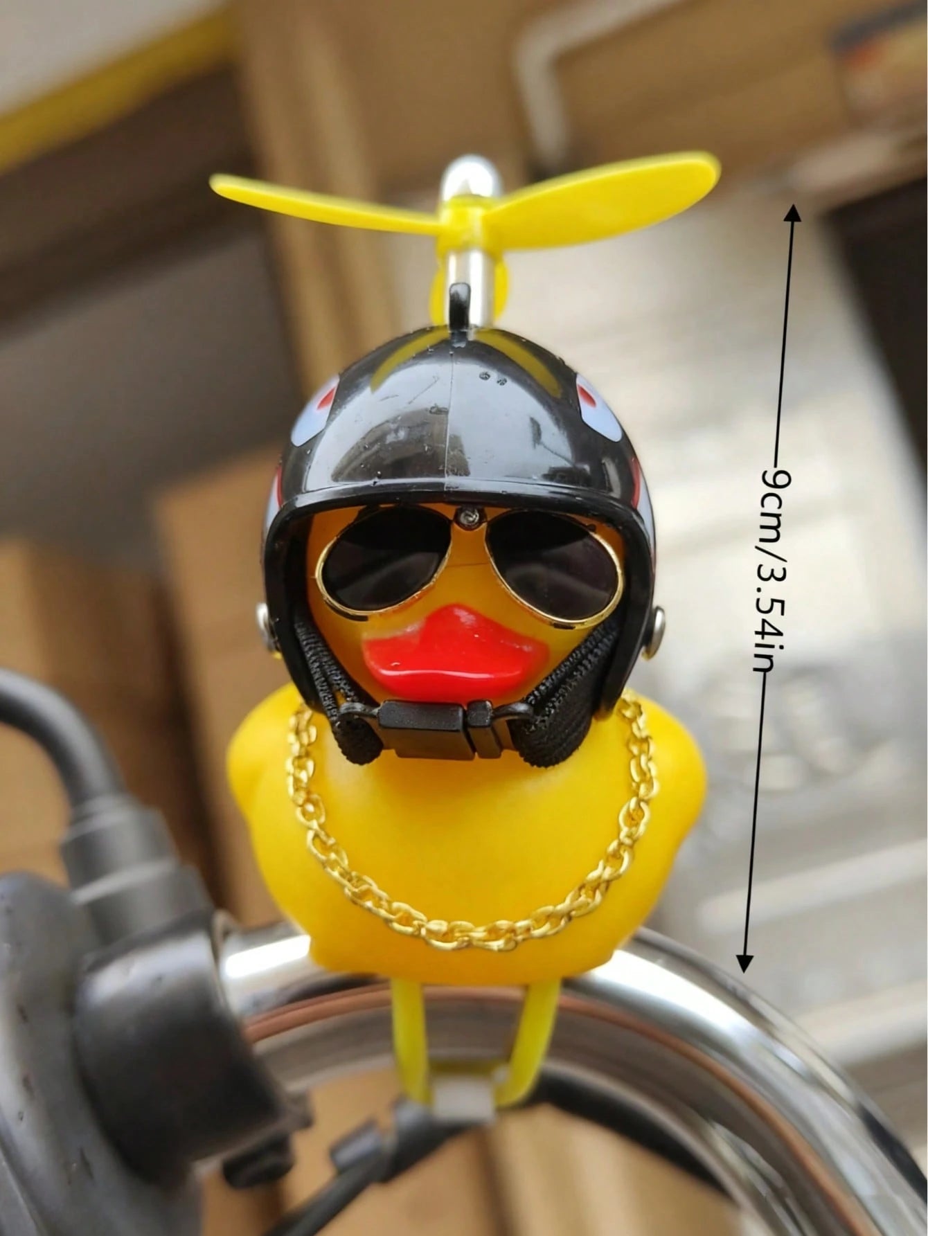 1-Pack Whimsical Rubber Duck Helmet Handlebar Accessory With Propeller And Glasses- Unique Street-Sport Bike Decoration- Fun And Quirky Gift Idea For Cyclists And Bike Enthusiasts