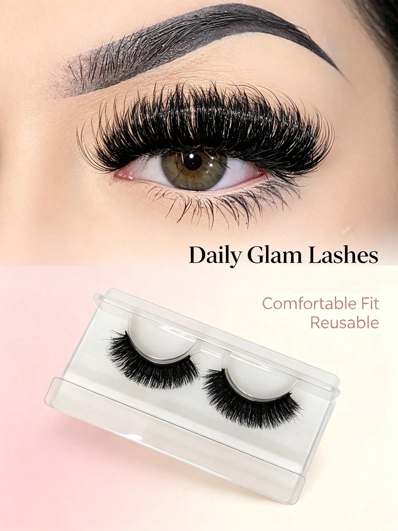 1 Pair 20mm Russian D Curl Fluffy False Eyelashes Dramatic Long Thick Volume Natural Faux Mink Fake Eyelashes