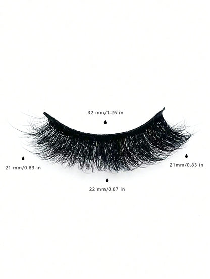 1 Pair 20mm Russian D Curl Fluffy False Eyelashes Dramatic Long Thick Volume Natural Faux Mink Fake Eyelashes