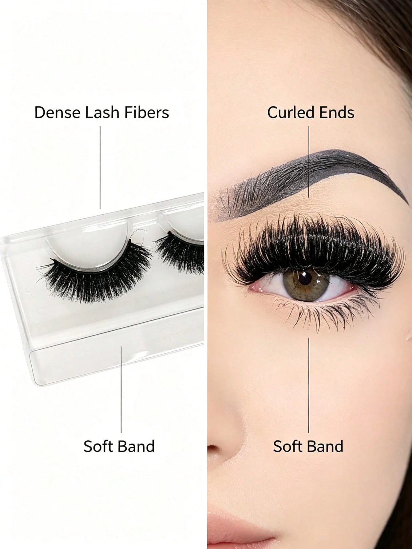 1 Pair 20mm Russian D Curl Fluffy False Eyelashes Dramatic Long Thick Volume Natural Faux Mink Fake Eyelashes