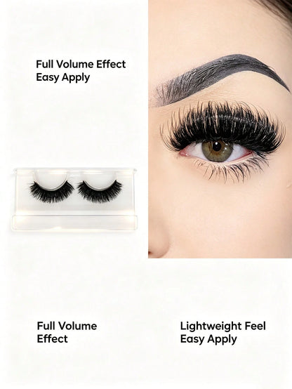 1 Pair 20mm Russian D Curl Fluffy False Eyelashes Dramatic Long Thick Volume Natural Faux Mink Fake Eyelashes