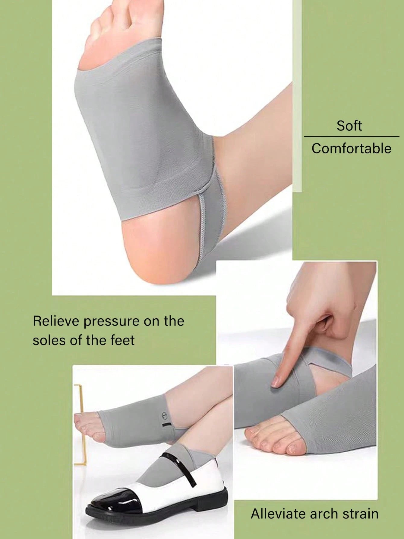 1 Pair Arch Support Insoles, Made Of Soft Silicone Arch Support And Breathable Arch Protector, Reduce Foot Friction. Washable And Reusable, Suitable For Both Men And Women.