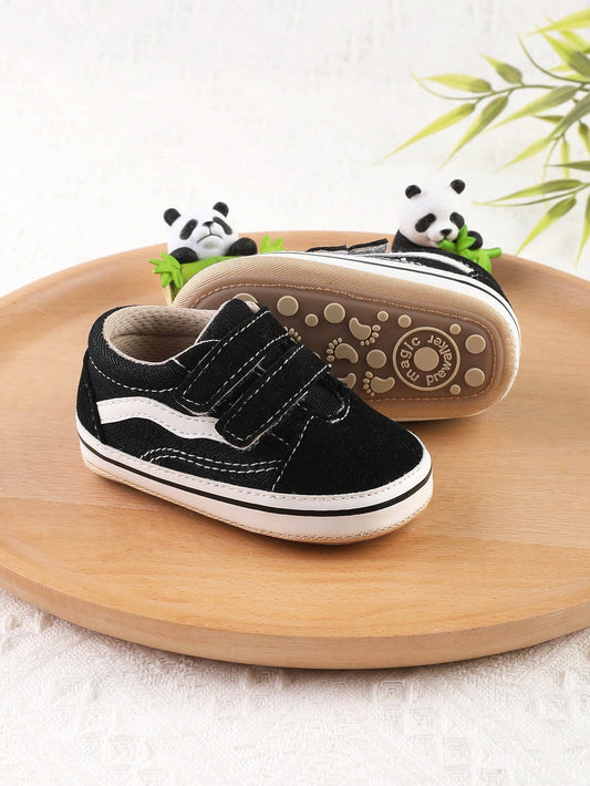 1 Pair Boys & Girls Canvas Shoes With Dual Hook & Loop Design, Infant & Toddler Sports Shoes, Casual Shoes, Suitable For Spring, Autumn And Winter