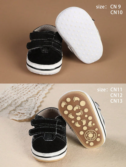 1 Pair Boys & Girls Canvas Shoes With Dual Hook & Loop Design, Infant & Toddler Sports Shoes, Casual Shoes, Suitable For Spring, Autumn And Winter