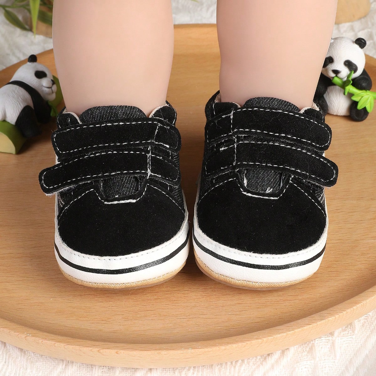 1 Pair Boys & Girls Canvas Shoes With Dual Hook & Loop Design, Infant & Toddler Sports Shoes, Casual Shoes, Suitable For Spring, Autumn And Winter