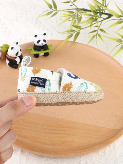 1 Pair Boys Girls Cartoon Dinosaur Design Slip-On Flat Sneakers, Infant Walking Shoes, Spring Autumn Summer Winter