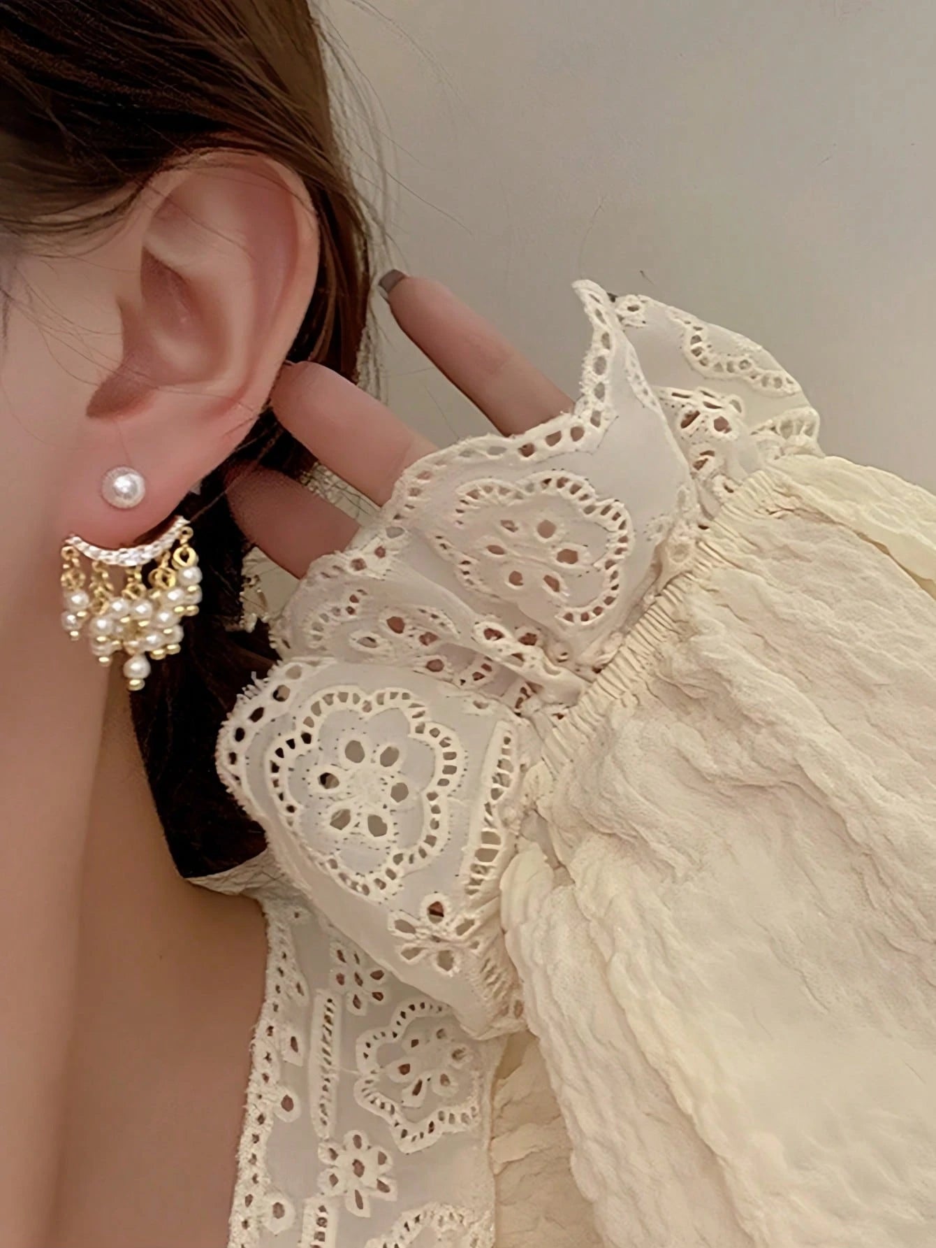 1 Pair Ethereal Pearl Tassel Earrings, Suitable For Accessories, Wedding Gift, Bridal Season Earrings