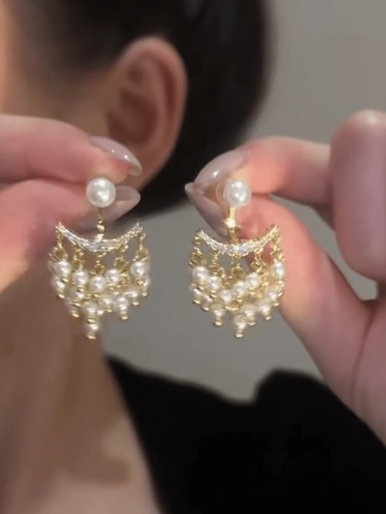 1 Pair Ethereal Pearl Tassel Earrings, Suitable For Accessories, Wedding Gift, Bridal Season Earrings