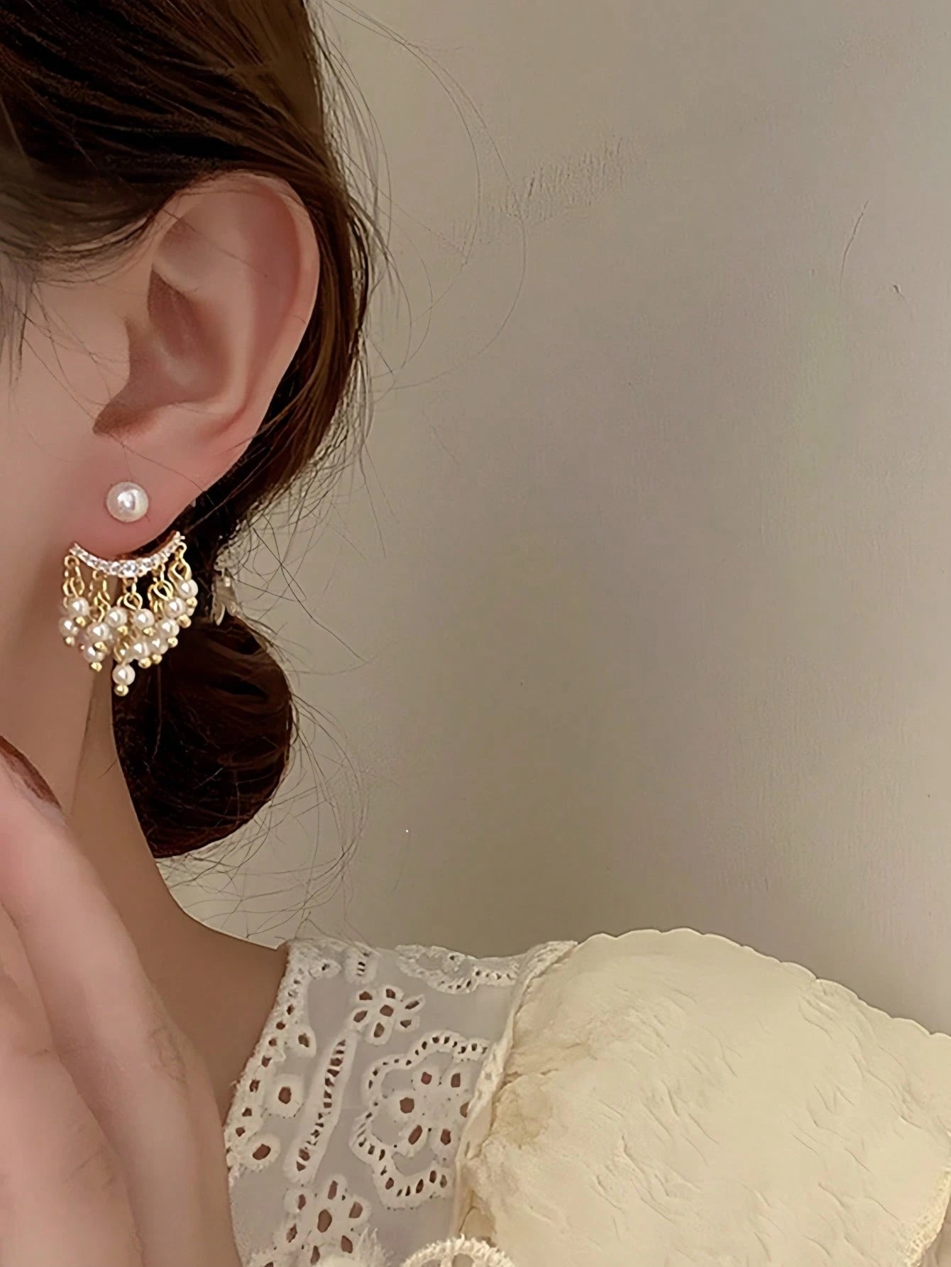 1 Pair Ethereal Pearl Tassel Earrings, Suitable For Accessories, Wedding Gift, Bridal Season Earrings