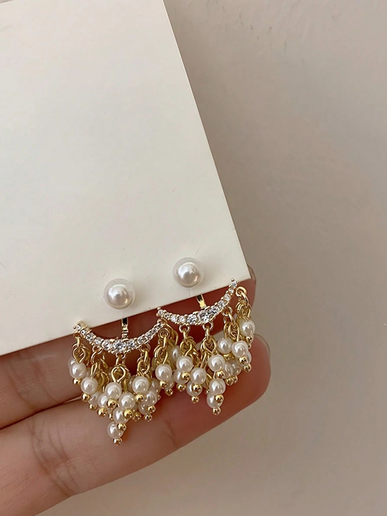 1 Pair Ethereal Pearl Tassel Earrings, Suitable For Accessories, Wedding Gift, Bridal Season Earrings