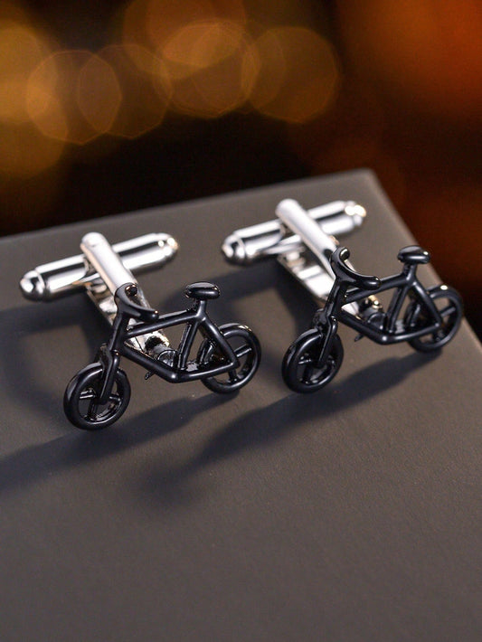 1 Pair Fashion Bicycle Design Copper Men's Cufflinks, Elegant French Style Cufflinks, Wedding Business Daily Accessories