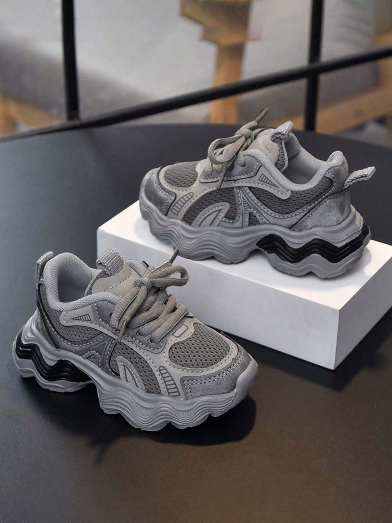 1 Pair Fashion Versatile Breathable Thick-Sole Sneakers, Comfortable, Lightweight, Shock-Absorbing, Non-Slip Baby Casual Shoes Suitable For Running, Walking, Hiking, Spring & Autumn