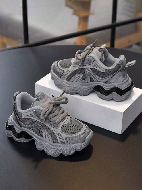 1 Pair Fashion Versatile Breathable Thick-Sole Sneakers, Comfortable, Lightweight, Shock-Absorbing, Non-Slip Baby Casual Shoes Suitable For Running, Walking, Hiking, Spring & Autumn
