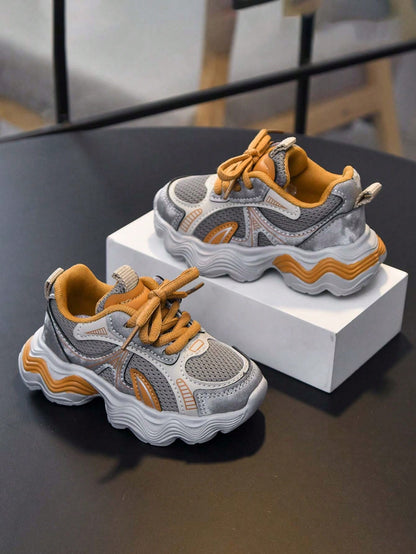 1 Pair Fashion Versatile Breathable Thick-Sole Sneakers, Comfortable, Lightweight, Shock-Absorbing, Non-Slip Baby Casual Shoes Suitable For Running, Walking, Hiking, Spring & Autumn