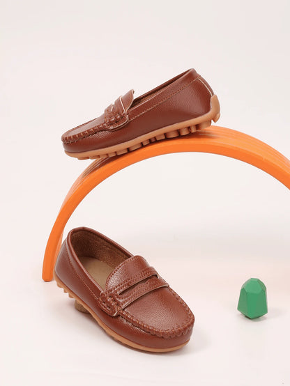 1 Pair Infant/Toddler PU Flat Shoes, Children Soft Bottom Sneakers, Retro Casual Shoes, Boys' One-Piece Loafers, Girls' Dress Leather Shoes, Suitable For Toddling, School, Outings