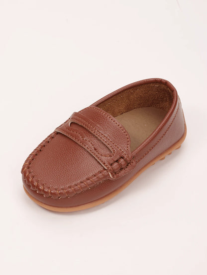 1 Pair Infant/Toddler PU Flat Shoes, Children Soft Bottom Sneakers, Retro Casual Shoes, Boys' One-Piece Loafers, Girls' Dress Leather Shoes, Suitable For Toddling, School, Outings