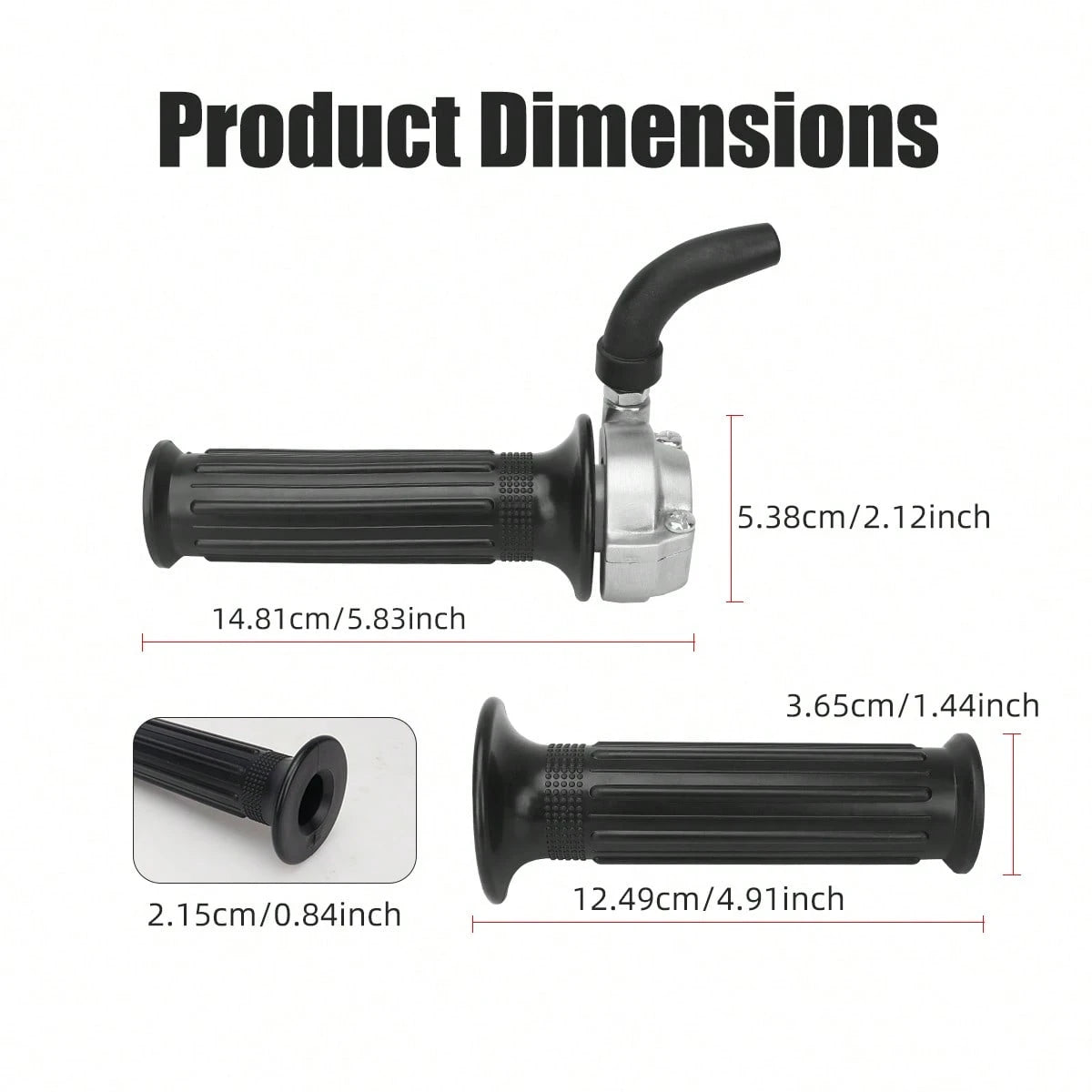 1 Pair Motorcycle Hand Grips Rubber Handles Aluminum Head Accelerator Throttle Anti-Slip Shockproof Motorcycle Handlebar Modification Accessories