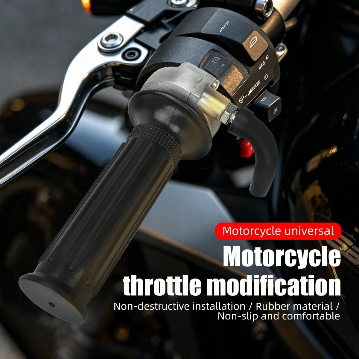 1 Pair Motorcycle Hand Grips Rubber Handles Aluminum Head Accelerator Throttle Anti-Slip Shockproof Motorcycle Handlebar Modification Accessories