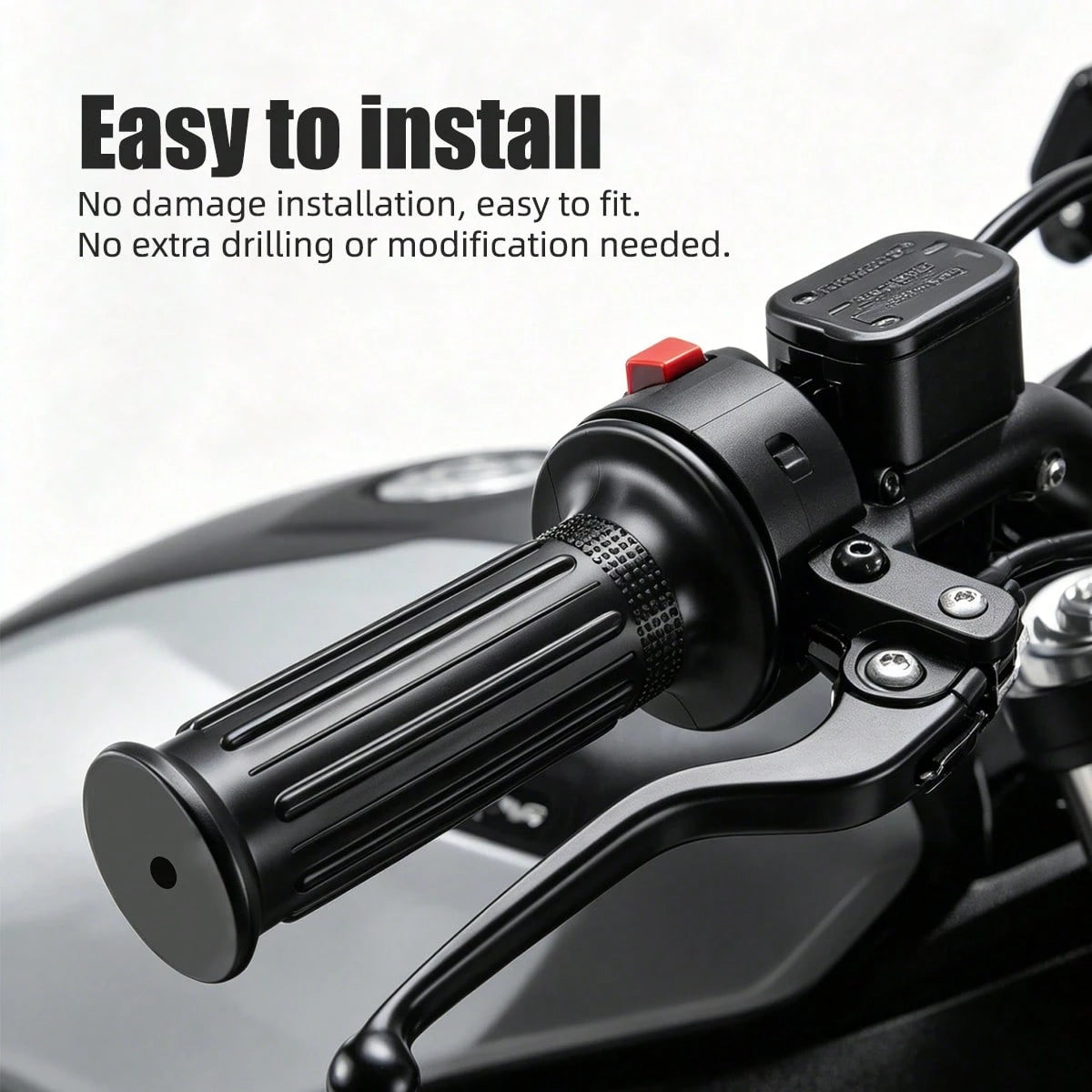 1 Pair Motorcycle Hand Grips Rubber Handles Aluminum Head Accelerator Throttle Anti-Slip Shockproof Motorcycle Handlebar Modification Accessories