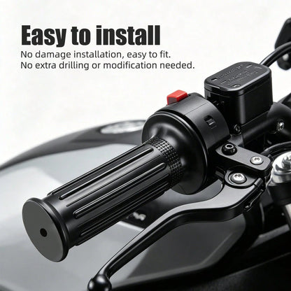 1 Pair Motorcycle Hand Grips Rubber Handles Aluminum Head Accelerator Throttle Anti-Slip Shockproof Motorcycle Handlebar Modification Accessories
