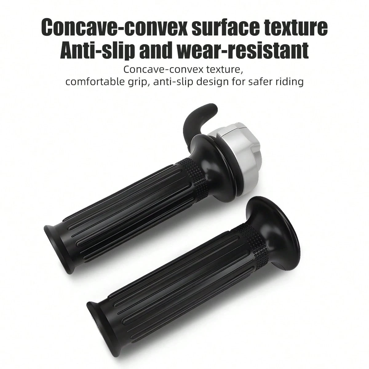 1 Pair Motorcycle Hand Grips Rubber Handles Aluminum Head Accelerator Throttle Anti-Slip Shockproof Motorcycle Handlebar Modification Accessories