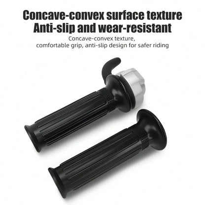 1 Pair Motorcycle Hand Grips Rubber Handles Aluminum Head Accelerator Throttle Anti-Slip Shockproof Motorcycle Handlebar Modification Accessories