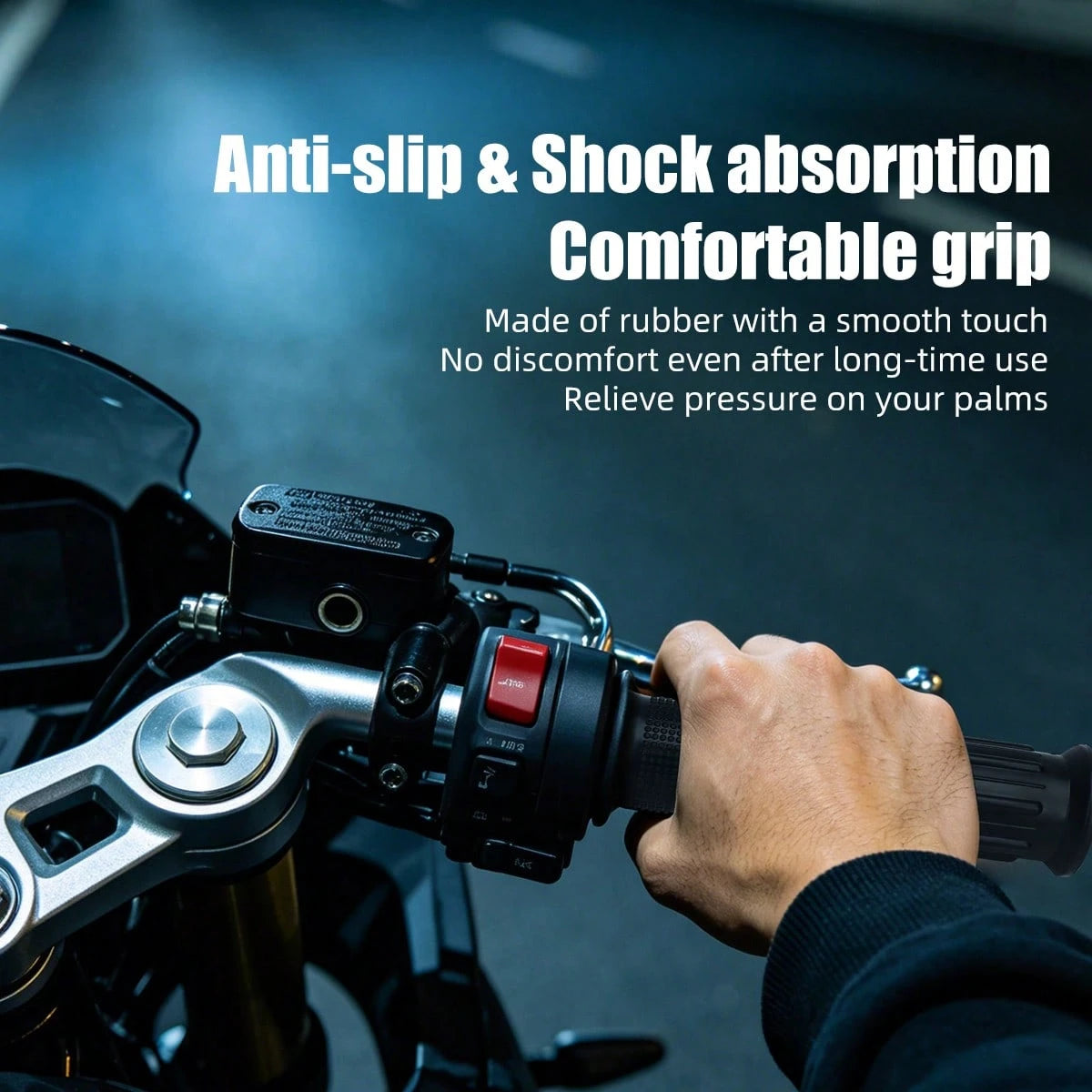 1 Pair Motorcycle Hand Grips Rubber Handles Aluminum Head Accelerator Throttle Anti-Slip Shockproof Motorcycle Handlebar Modification Accessories