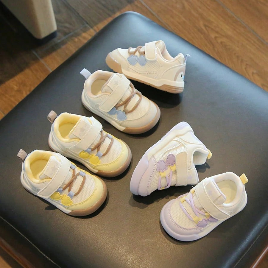 1 Pair New Fashion Baby Sneakers, Soft Breathable Fabric, Lightweight Cushioned Non-Slip Sole, Protects Baby's Little Feet. Multiple Colors Available, Suitable For Running And Jumping, Essential For C
