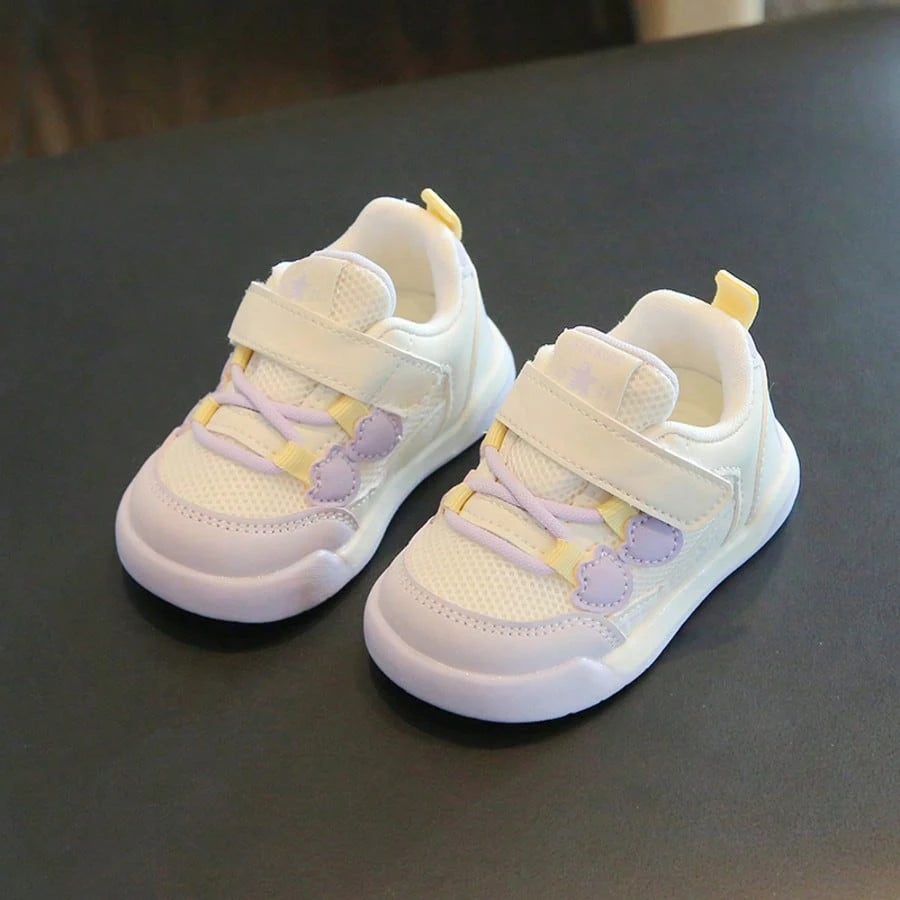1 Pair New Fashion Baby Sneakers, Soft Breathable Fabric, Lightweight Cushioned Non-Slip Sole, Protects Baby's Little Feet. Multiple Colors Available, Suitable For Running And Jumping, Essential For C