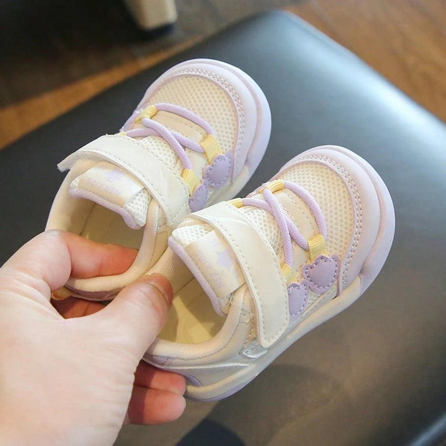 1 Pair New Fashion Baby Sneakers, Soft Breathable Fabric, Lightweight Cushioned Non-Slip Sole, Protects Baby's Little Feet. Multiple Colors Available, Suitable For Running And Jumping, Essential For C
