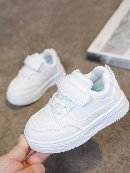 1 Pair Non-Slip Flat Shoes, All-Season Breathable Lightweight Casual Sneakers, Daily Campus White Shoes, For Baby