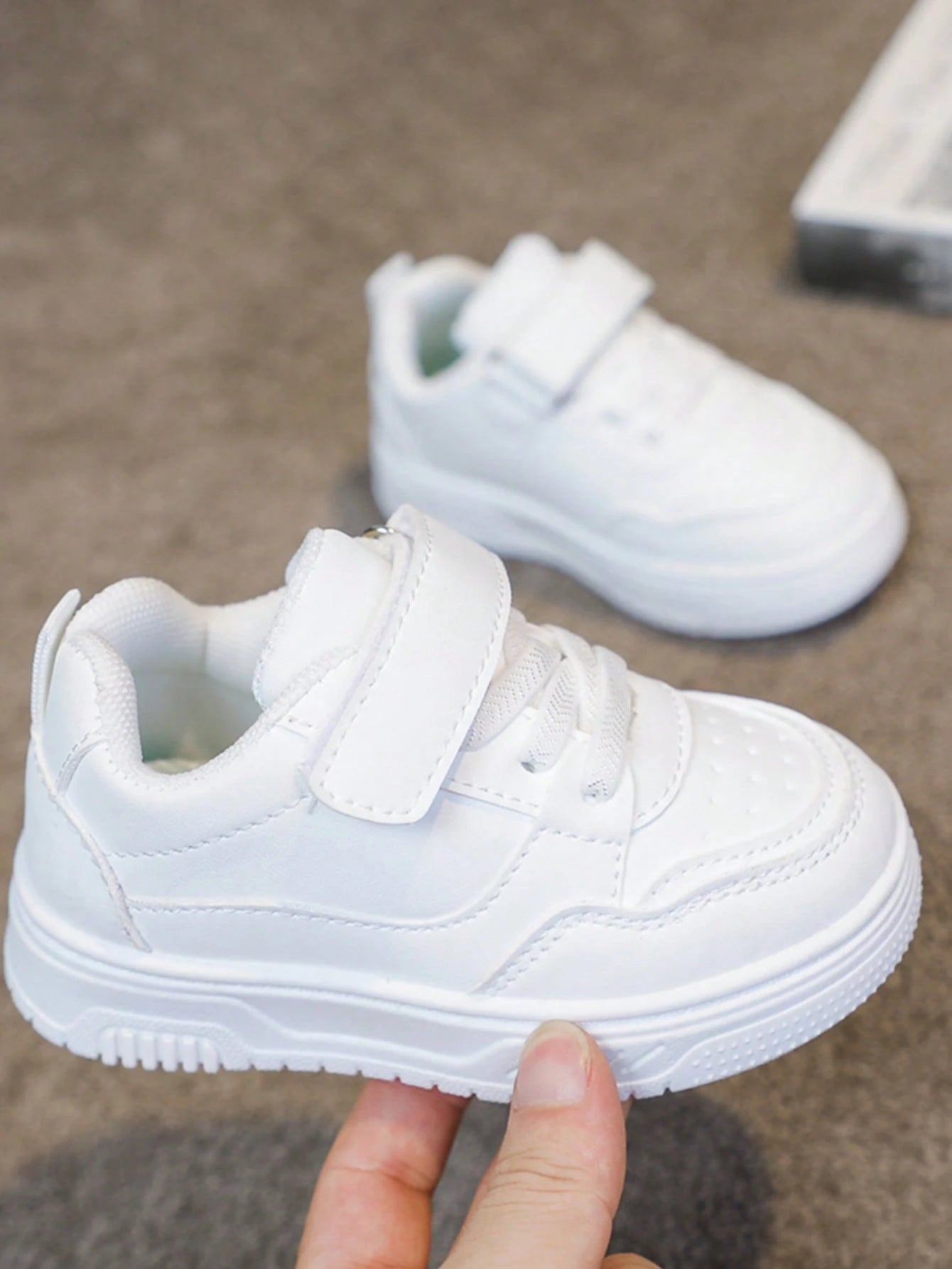 1 Pair Non-Slip Flat Shoes, All-Season Breathable Lightweight Casual Sneakers, Daily Campus White Shoes, For Baby