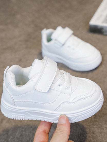 1 Pair Non-Slip Flat Shoes, All-Season Breathable Lightweight Casual Sneakers, Daily Campus White Shoes, For Baby