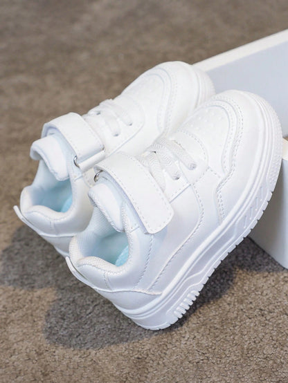 1 Pair Non-Slip Flat Shoes, All-Season Breathable Lightweight Casual Sneakers, Daily Campus White Shoes, For Baby